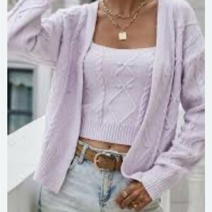 Lascana Lilac Cable Knit Cardigan